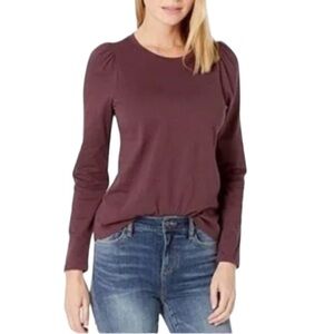 Madewell (Re)sourced Puff Sleeve Cotton Tee. Wine Red Size S #852